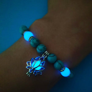Glowing  Lotus Flower  Charm  Bracelet