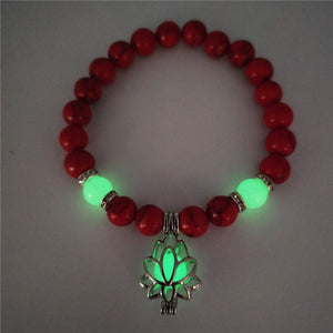 Glowing  Lotus Flower  Charm  Bracelet