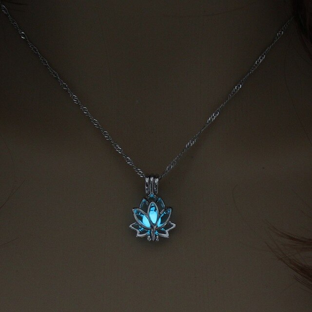 Glowing Lotus Flower  Necklace